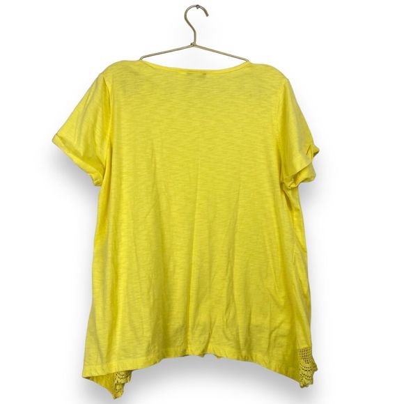 Basic Editions T-Shirt XXL Cotton Top Casual Short Sleeve Shirt Yellow 0318 - Picture 5 of 5
